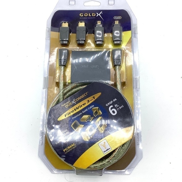 NEW Gold X Quick Connect FireWire 3 in 1 Premium Gold Cable 6 feet PC/MAC - Picture 2 of 7